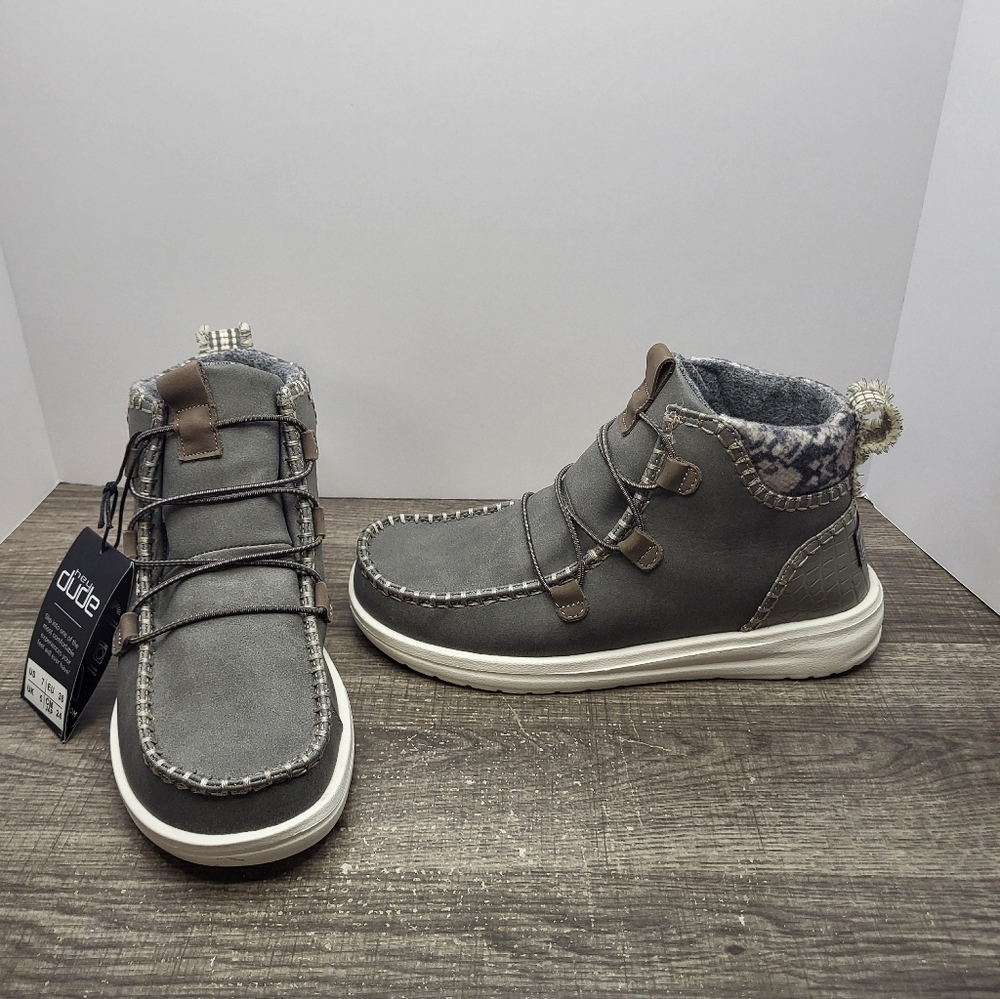 Hey Dude Eloise Recycled Leather Boots - Granite Grey Women's Size 7 New